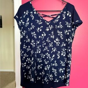 Chic Navy Floral Women's Blouse